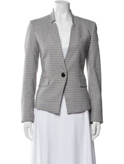 Pre-owned Veronica Beard Plaid Print Blazer In Blue