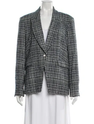 Pre-owned Veronica Beard Plaid Print Blazer In Blue