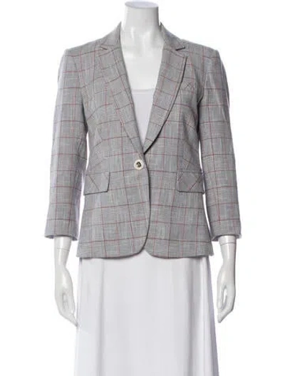 Pre-owned Veronica Beard Plaid Print Blazer In Blue