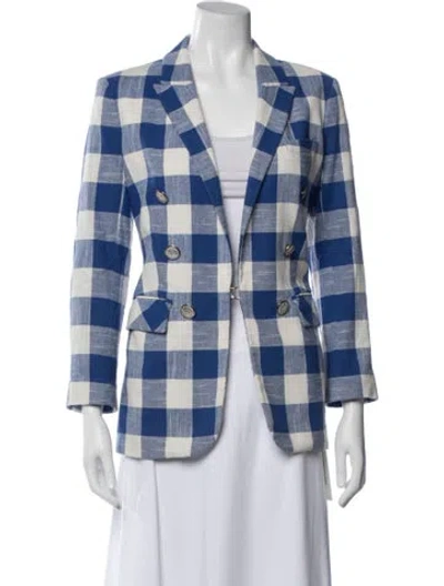Pre-owned Veronica Beard Plaid Print Blazer In Blue