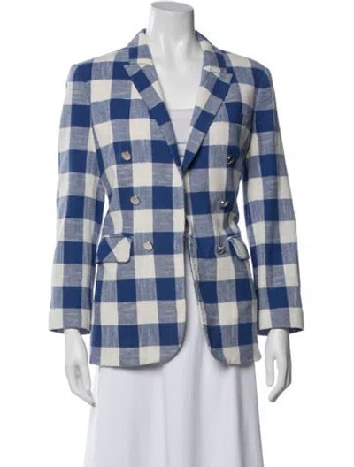 Pre-owned Veronica Beard Plaid Print Blazer In Blue