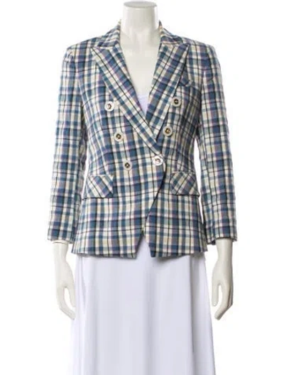 Pre-owned Veronica Beard Plaid Print Blazer In Blue