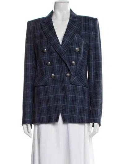 Pre-owned Veronica Beard Plaid Print Blazer In Blue