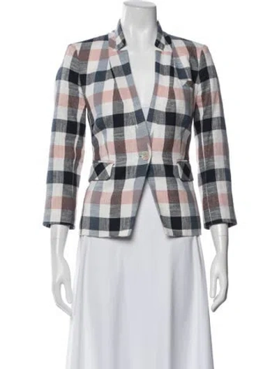 Pre-owned Veronica Beard Plaid Print Blazer In Blue