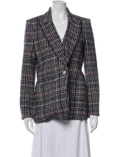 Pre-owned Veronica Beard Plaid Print Blazer In Blue