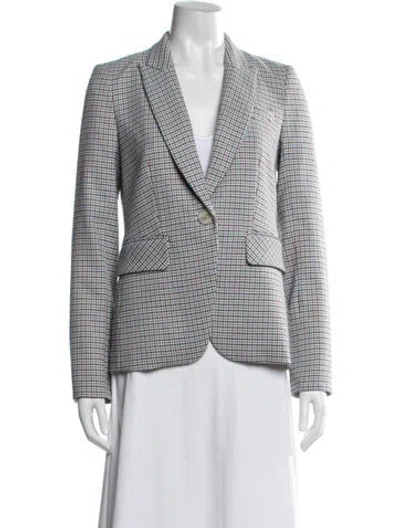 Pre-owned Veronica Beard Plaid Print Blazer In Blue
