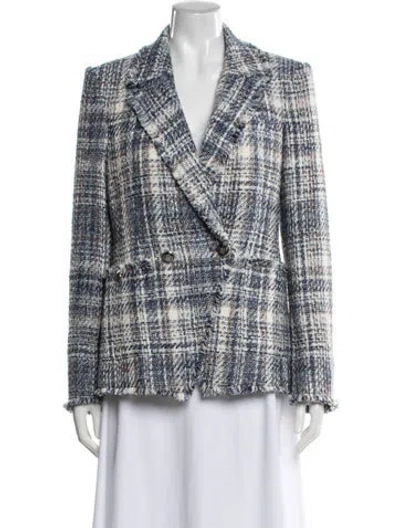 Pre-owned Veronica Beard Plaid Print Blazer In Blue