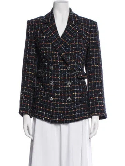 Pre-owned Veronica Beard Plaid Print Blazer In Blue