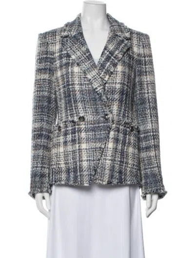 Pre-owned Veronica Beard Plaid Print Blazer In Blue