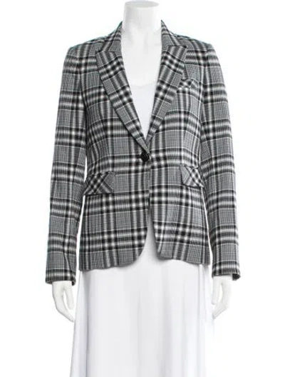 Pre-owned Veronica Beard Plaid Print Blazer In Blue