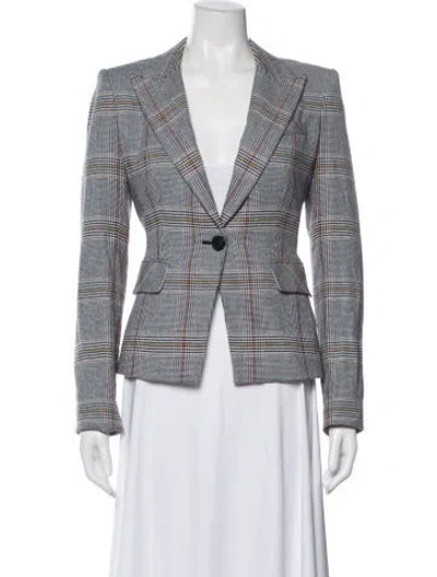 Pre-owned Veronica Beard Plaid Print Blazer In Blue