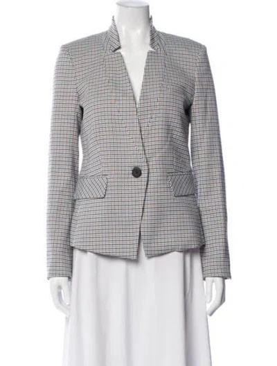 Pre-owned Veronica Beard Plaid Print Blazer In Blue