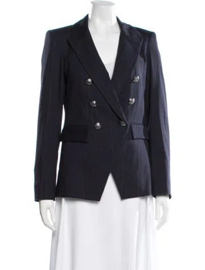 Pre-owned Veronica Beard Plaid Print Blazer In Blue