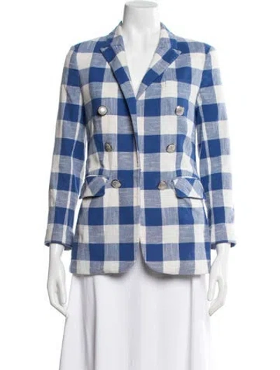 Pre-owned Veronica Beard Plaid Print Blazer In Blue
