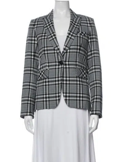 Pre-owned Veronica Beard Plaid Print Blazer In Blue
