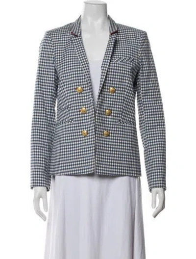 Pre-owned Veronica Beard Plaid Print Blazer In Blue