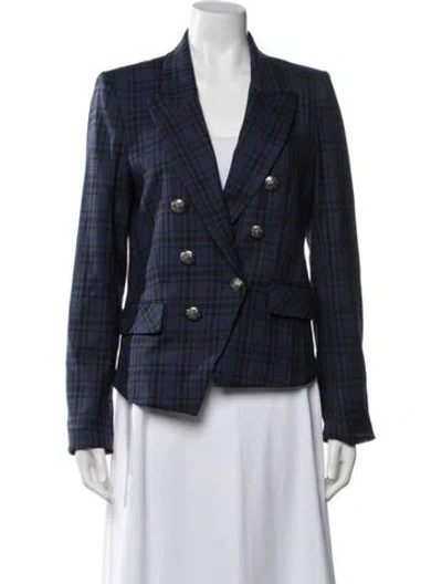 Pre-owned Veronica Beard Plaid Print Blazer In Blue