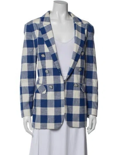 Pre-owned Veronica Beard Plaid Print Blazer In Blue