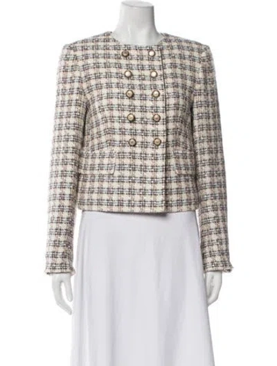 Pre-owned Veronica Beard Plaid Print Blazer In Blue