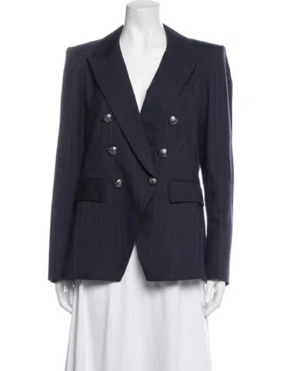 Pre-owned Veronica Beard Plaid Print Blazer In Blue