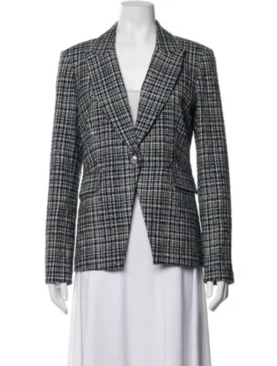 Pre-owned Veronica Beard Plaid Print Blazer In Blue