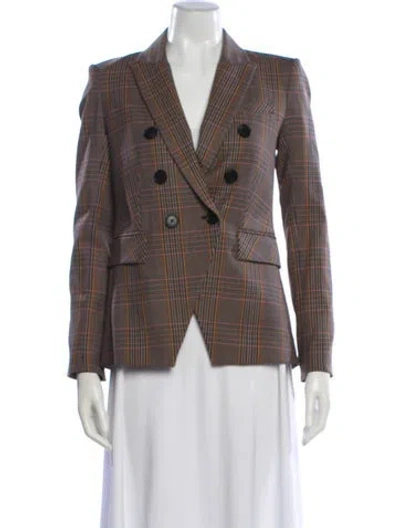 Pre-owned Veronica Beard Plaid Print Blazer In Brown