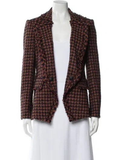 Pre-owned Veronica Beard Plaid Print Blazer In Brown