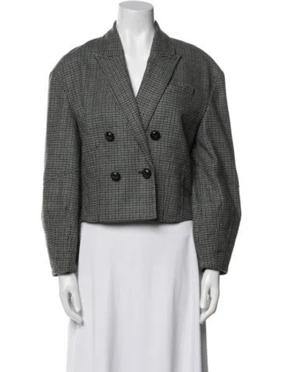 Pre-owned Veronica Beard Plaid Print Blazer In Brown
