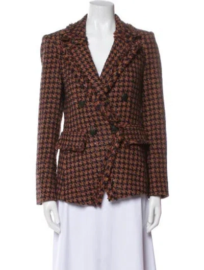 Pre-owned Veronica Beard Plaid Print Blazer In Brown
