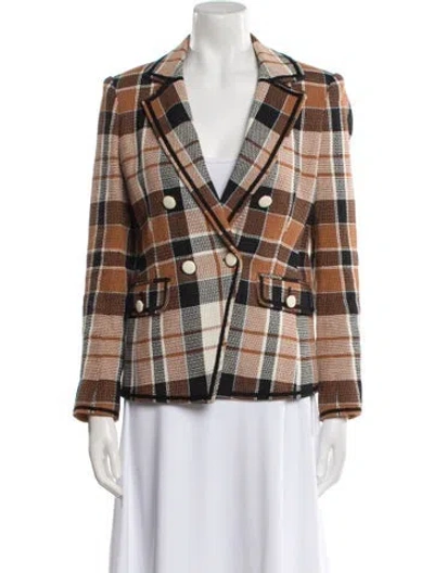 Pre-owned Veronica Beard Plaid Print Blazer In Brown