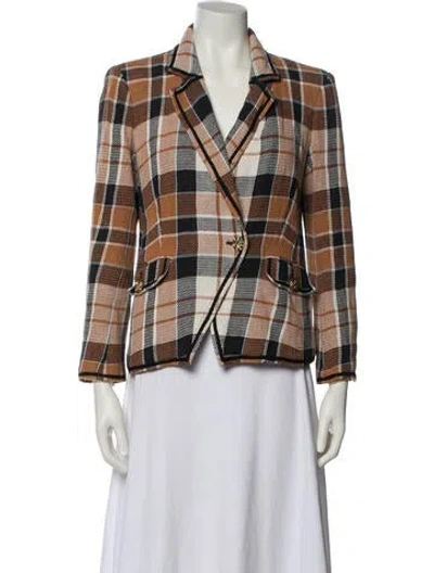 Pre-owned Veronica Beard Plaid Print Blazer In Brown