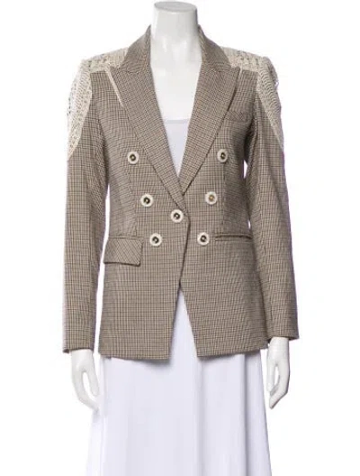 Pre-owned Veronica Beard Plaid Print Blazer In Brown