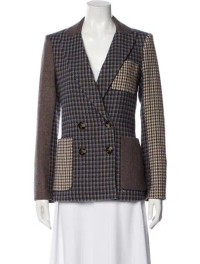 Pre-owned Veronica Beard Plaid Print Blazer In Brown