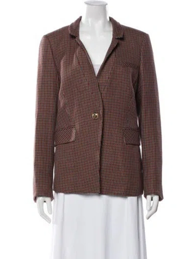 Pre-owned Veronica Beard Plaid Print Blazer In Brown