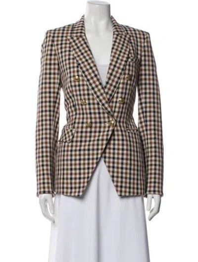 Pre-owned Veronica Beard Plaid Print Blazer In Brown
