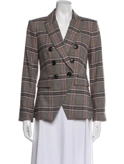 Pre-owned Veronica Beard Plaid Print Blazer In Brown