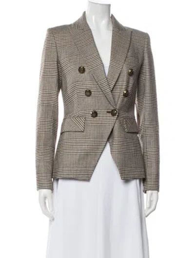 Pre-owned Veronica Beard Plaid Print Blazer In Brown