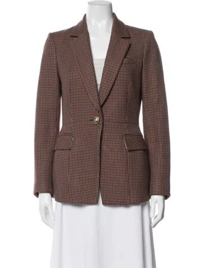 Pre-owned Veronica Beard Plaid Print Blazer In Brown