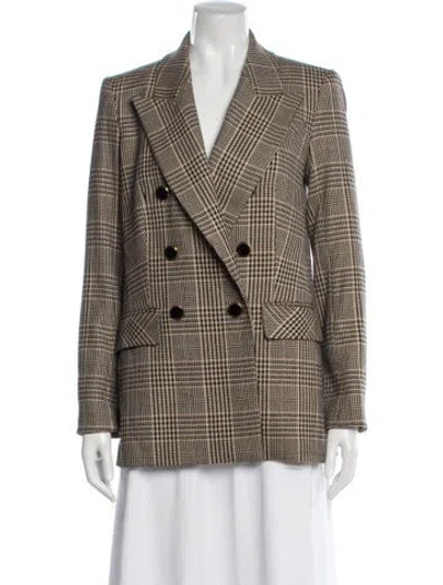 Pre-owned Veronica Beard Plaid Print Blazer In Brown