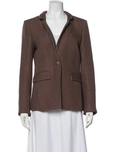 Pre-owned Veronica Beard Plaid Print Blazer In Brown