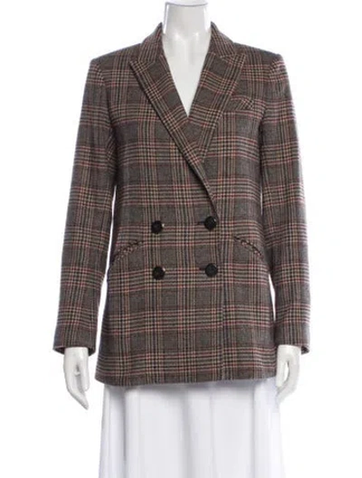 Pre-owned Veronica Beard Plaid Print Blazer In Brown