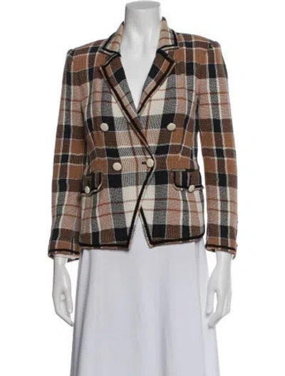 Pre-owned Veronica Beard Plaid Print Blazer In Brown