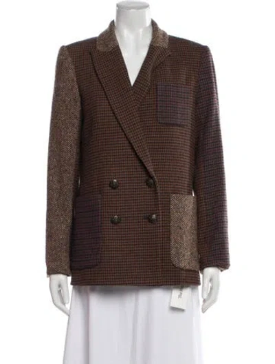 Pre-owned Veronica Beard Plaid Print Blazer In Brown