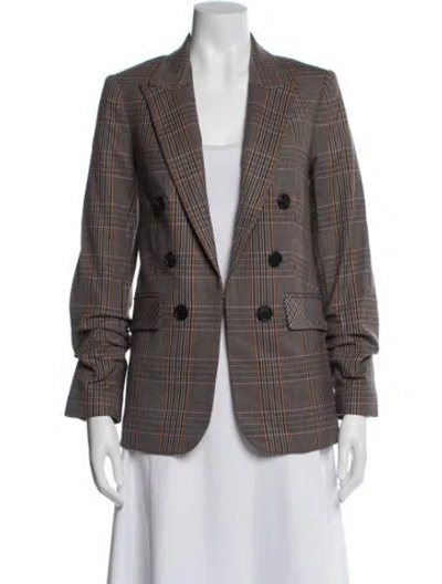 Pre-owned Veronica Beard Plaid Print Blazer In Brown