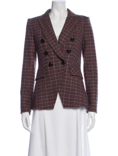 Pre-owned Veronica Beard Plaid Print Blazer In Brown