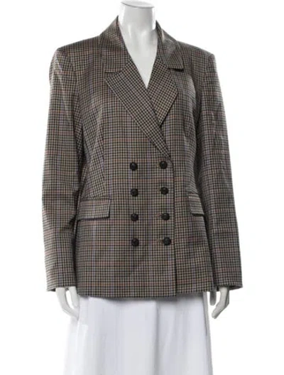 Pre-owned Veronica Beard Plaid Print Blazer In Brown