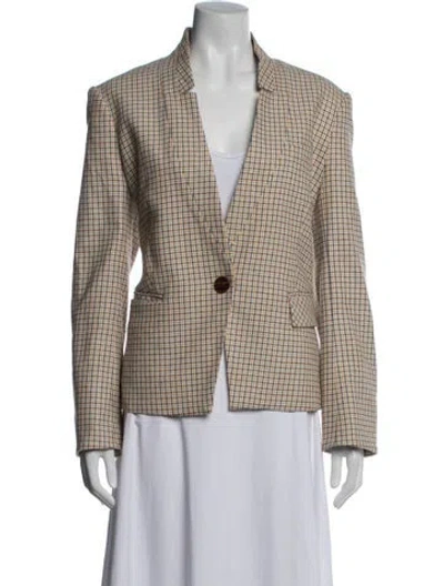 Pre-owned Veronica Beard Plaid Print Blazer In Brown
