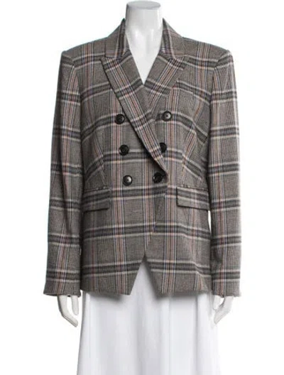 Pre-owned Veronica Beard Plaid Print Blazer In Brown