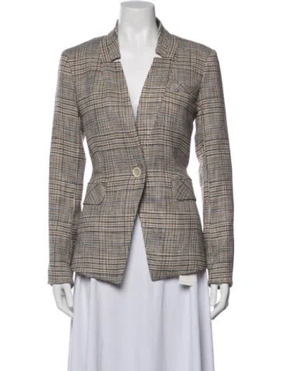 Pre-owned Veronica Beard Plaid Print Blazer In Brown