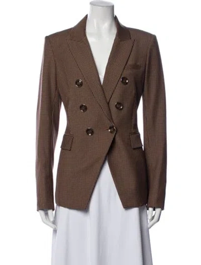 Pre-owned Veronica Beard Plaid Print Blazer In Brown